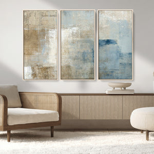 Abstract Blue and Beige Wall Art, Modern Minimalist Canvas