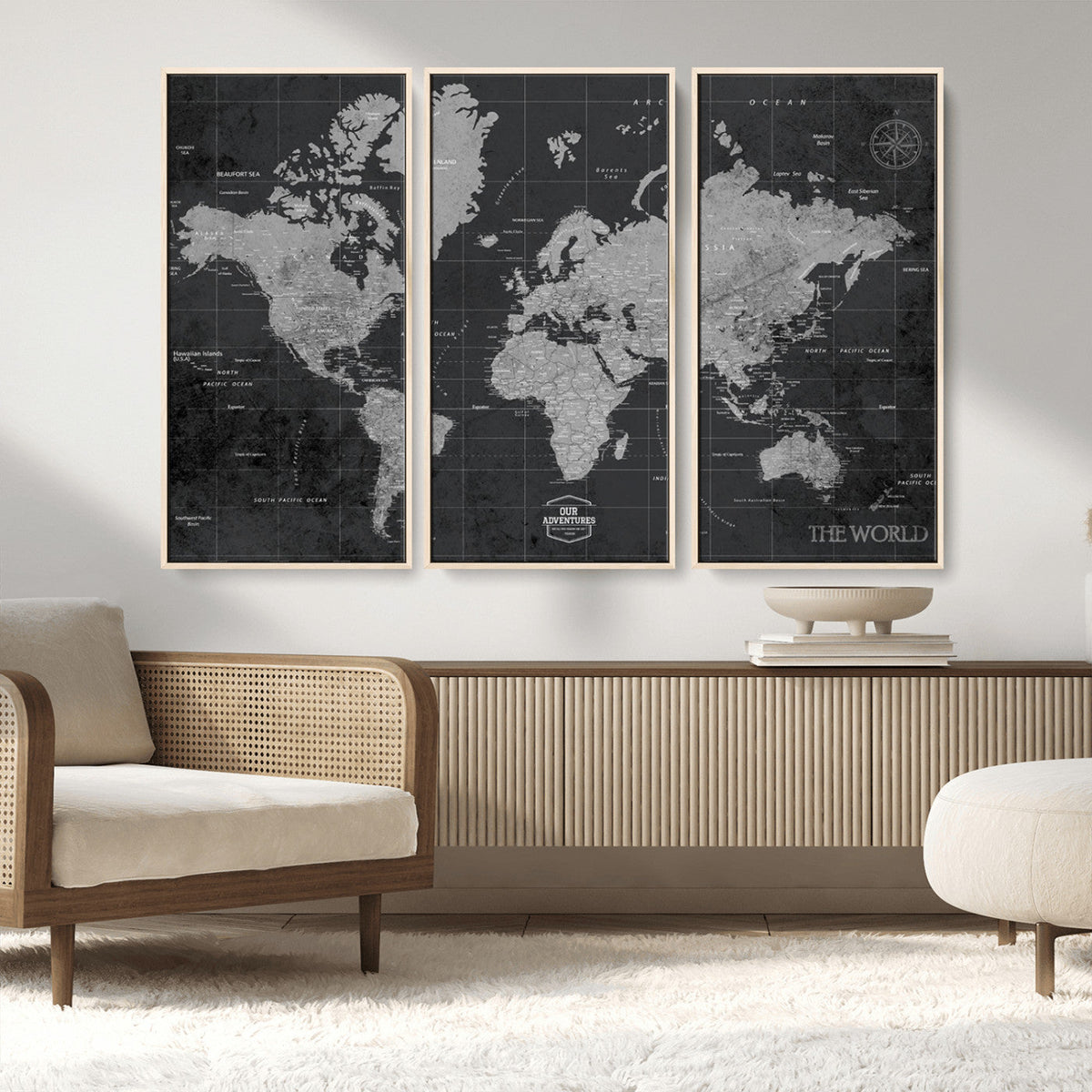 World Map Canvas Print – Detailed Map of the World Wall Art