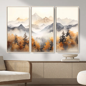 Abstract Mountain Wall Art | Misty Mountain Forest and