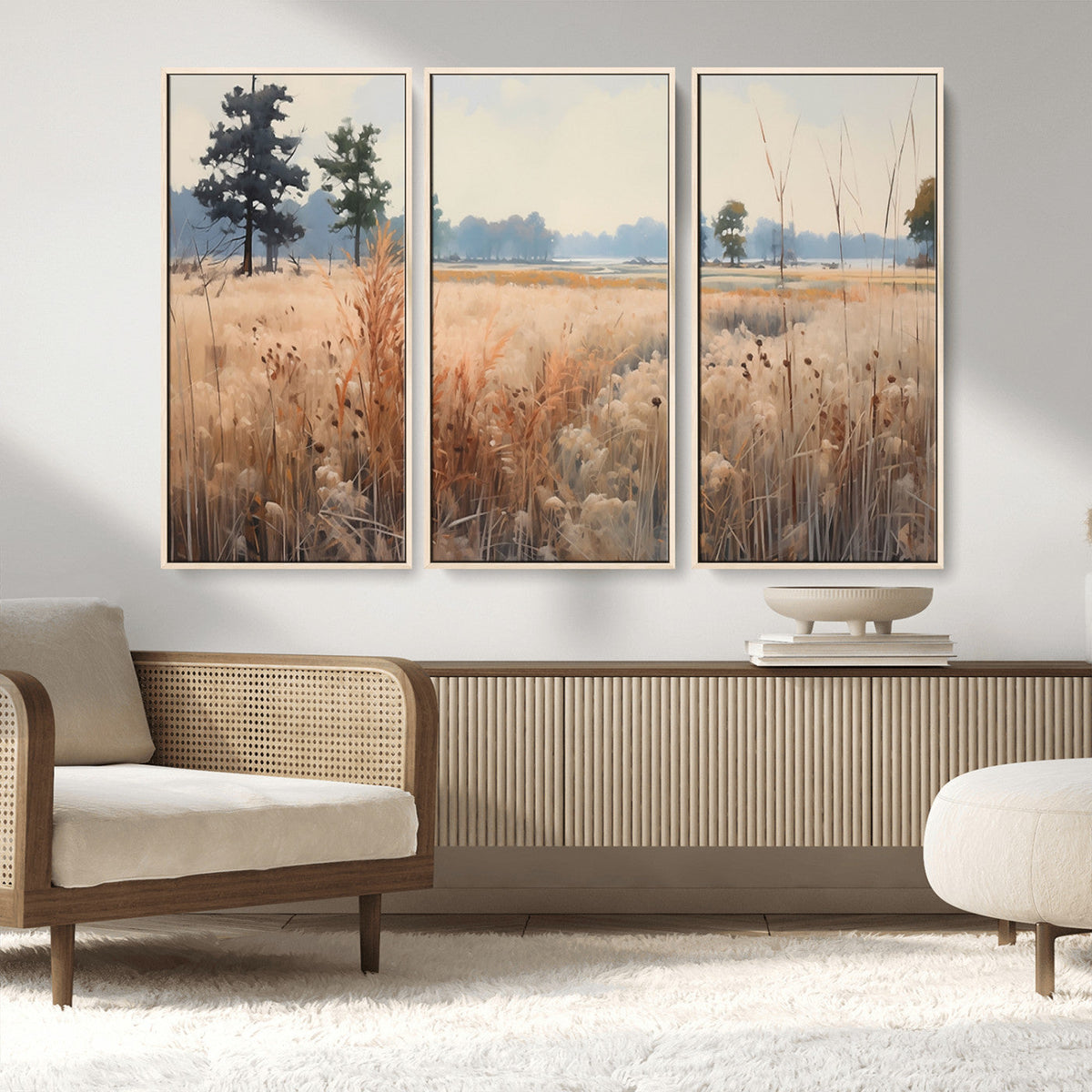 Golden Fields Canvas Wall Art Print – Serene Landscape of