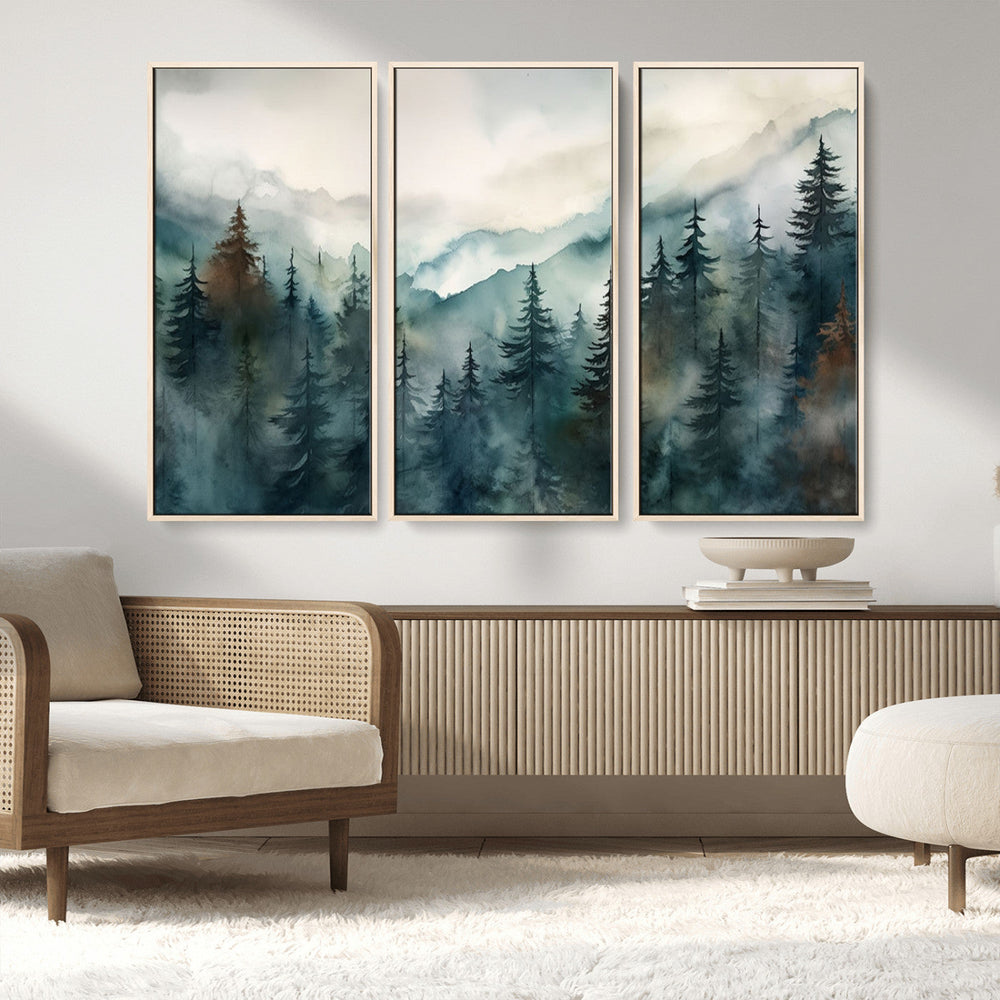 Serenity Forest Wall Art Canvas | Foggy Mountain Landscape