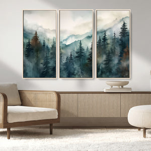 Serenity Forest Wall Art Canvas | Foggy Mountain Landscape