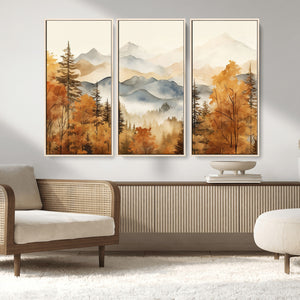 Golden Autumn Forest Wall Art Canvas | Mountain Landscape