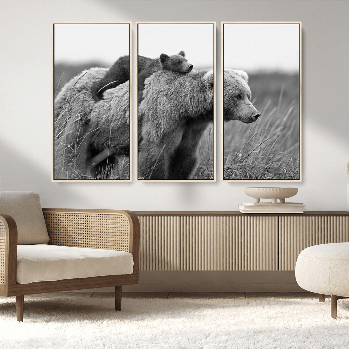 Bear and Cub Wall Art Canvas | 399 Bear Cub