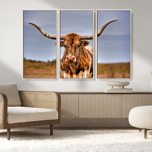 Texas Longhorn Wall Art Print, Framed Longhorn Cow Wall Art