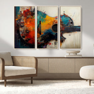 Abstract Guitar Wall Art Canvas | Vibrant Music-Inspired Art