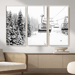Ski Wall Art - Ski Lift Wall Art Canvas Print Snow Covered