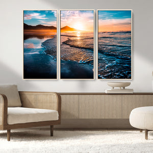 Sunset Beach Ocean Canvas Wall Art – Tranquil Ocean
