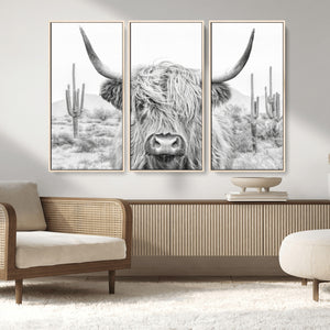 Rustic Charm | Cow Longhorn Black White Bighorn Wall Art