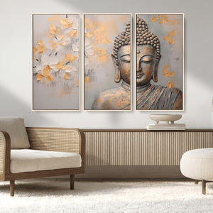 Abstract Buddha Statue Wall Art Canvas Print - Modern