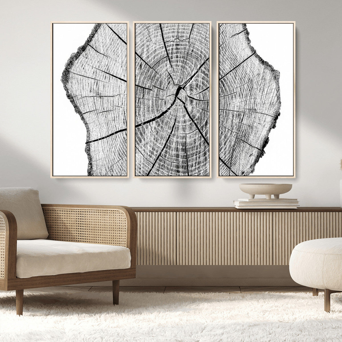 Rustic Tree Ring Wall Art Canvas Print – Framed and Ready to