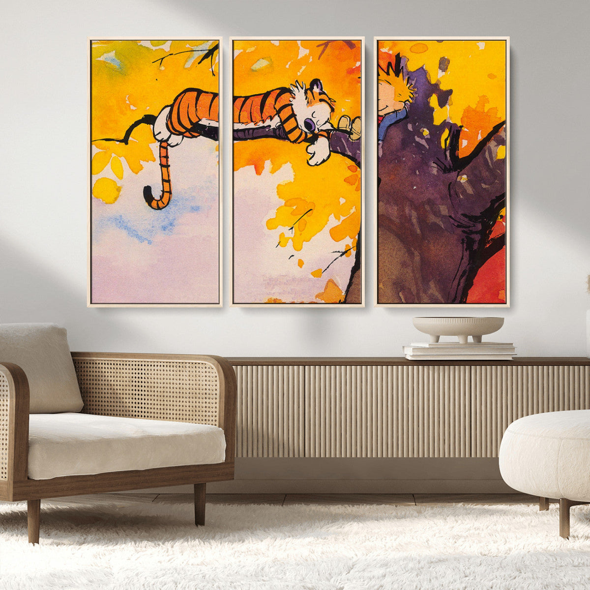 Calvin and Hobbes Tree Scene Canvas Print | 3 Panel Large