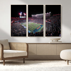 Ben Hill Griffin Stadium Night Game Triple Canvas Wall Art -