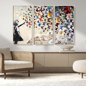 Banksy Graffiti Wall Art Canvas Print: Girl Releasing