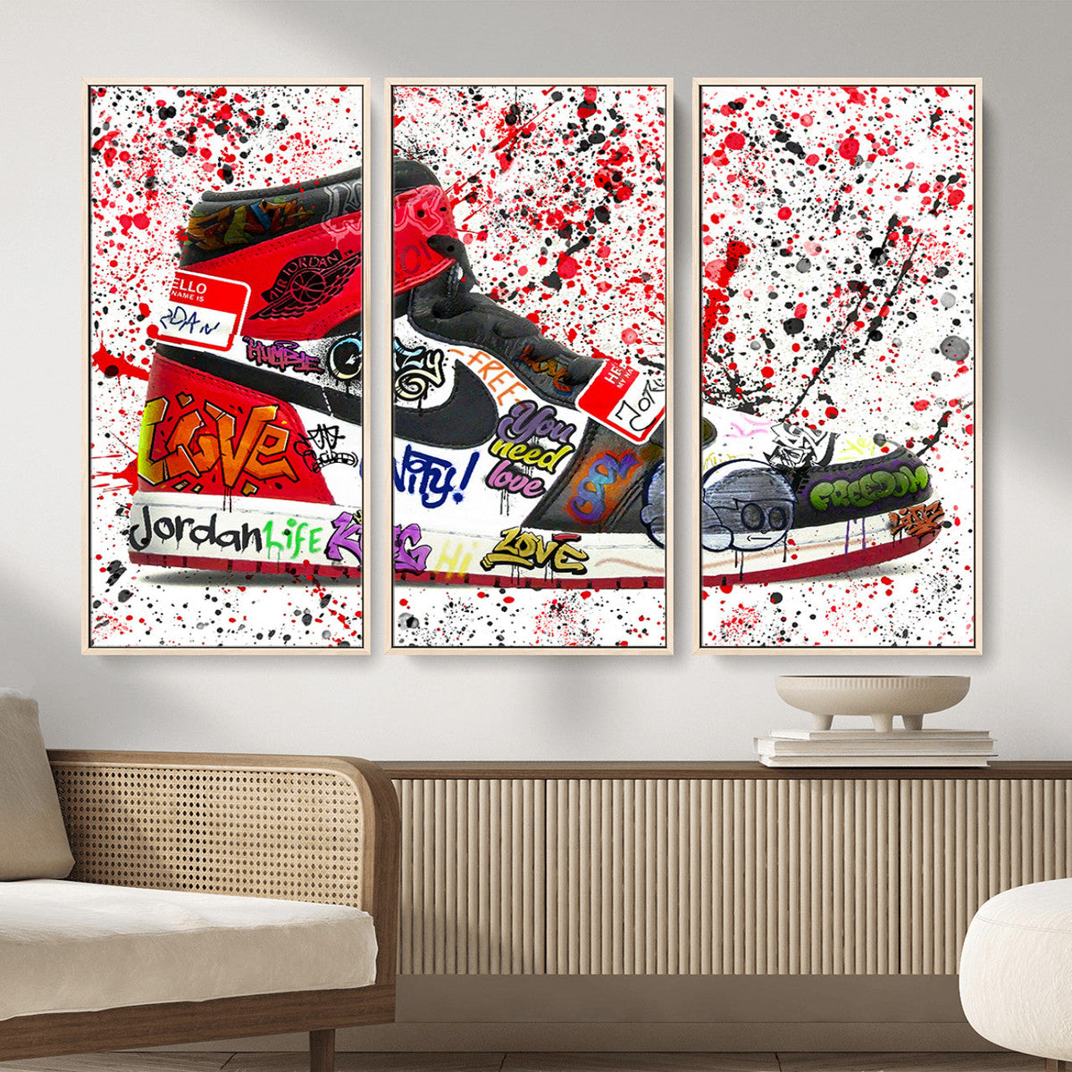 Jordan Shoes Graffiti Wall Art Canvas Print- Jordan Graffiti