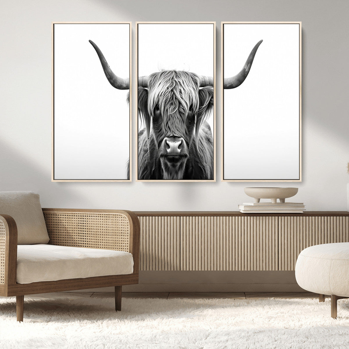 Highland Wall Art Canvas Print – Minimalist Black and White