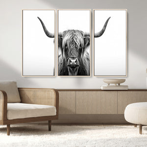 Highland Wall Art Canvas Print – Minimalist Black and White