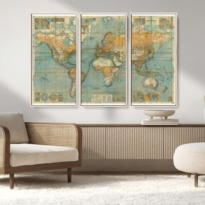Push Pin World Map Canvas Print – Travel Tracker Wall Art