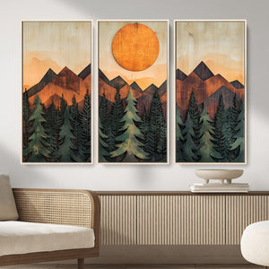 Sunset Mountain Landscape Canvas Wall Art Print - Nature