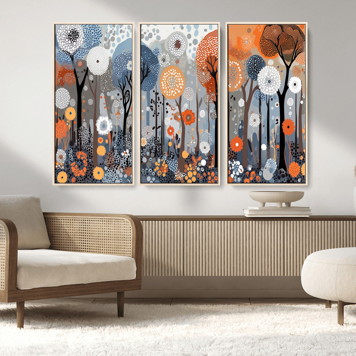 Abstract Winter Landscape Canvas Wall Art Print - Large