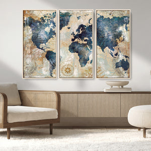 World Map Canvas Print – Framed Wall Art for Couples,