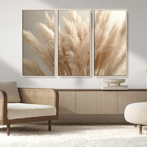 Pampas Grass Canvas Wall Art - Elegant Neutral Decor for