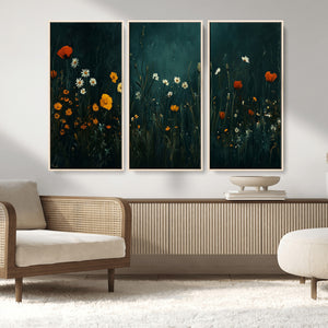 Framed Wildflower Field Wall Art, Framed Vintage Botanical