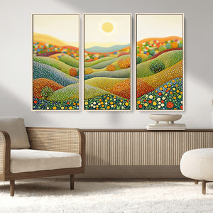 YAYOI KUSAMA Colorful Dot Art Landscape Canvas - Framed