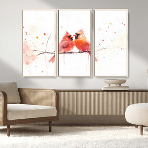 Cardinal Bird Canvas Wall Art - Male and Female Cardinal