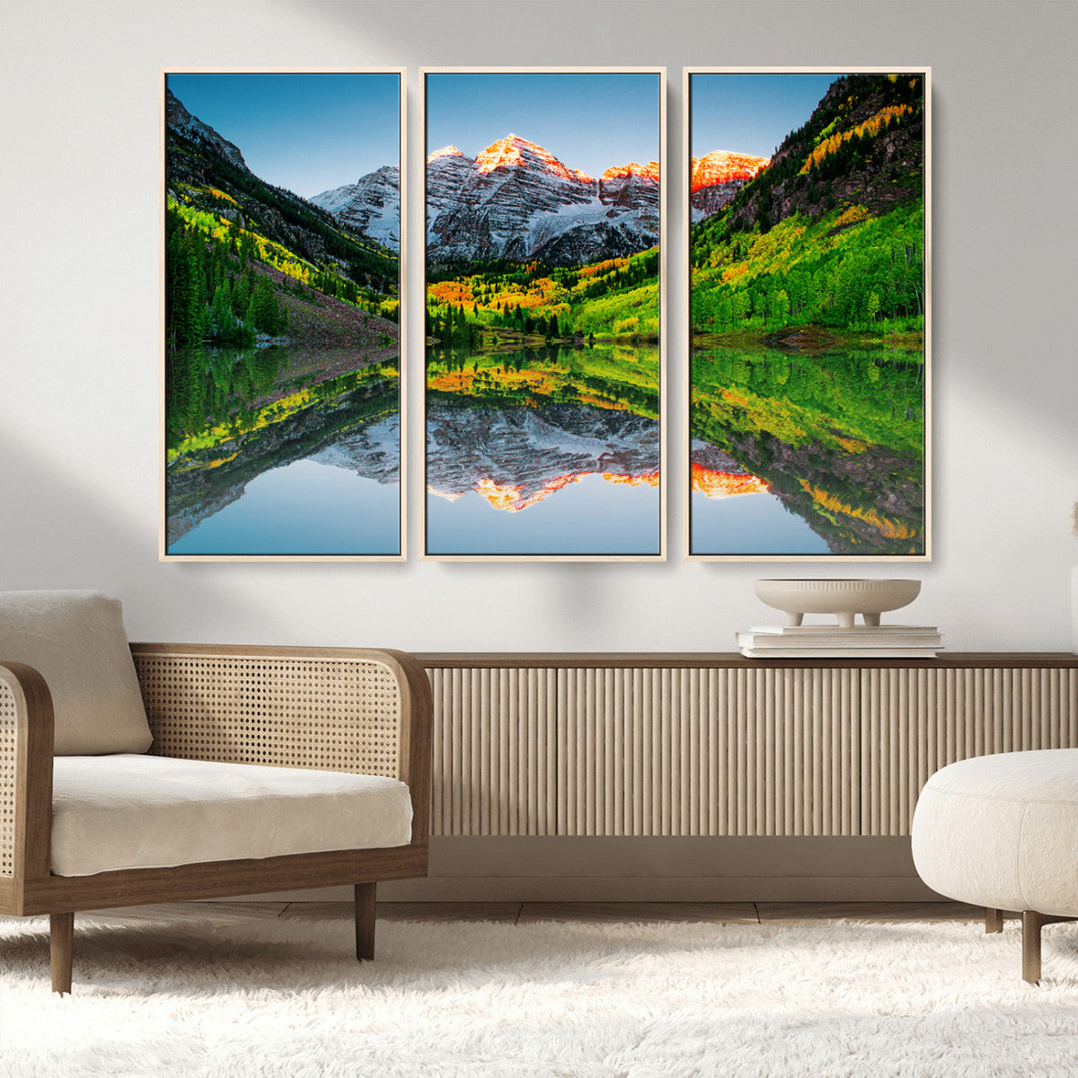 Sunrise Maroon Bells Lake Wall Art Canvas Print – Framed Elk
