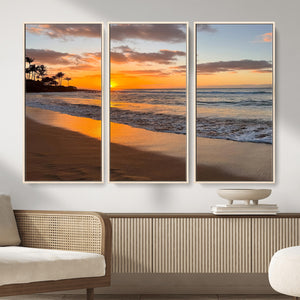Tropical Beach Wall Art – Framed Sunset Ocean Canvas