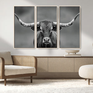 Texas Longhorn Wall Art Canvas Print – Framed Western Bull