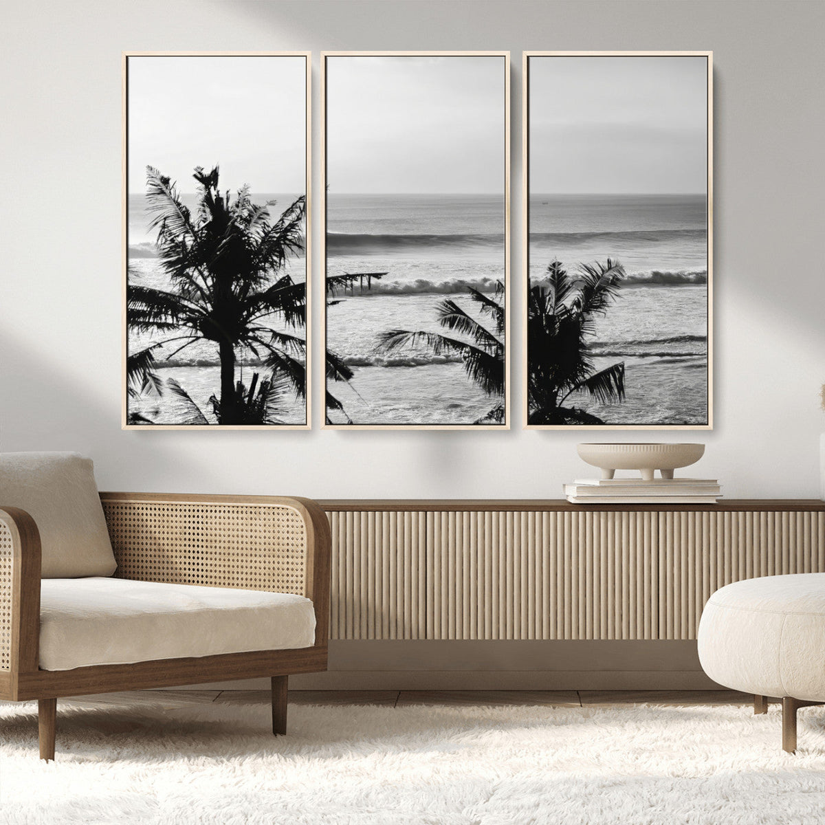 Tropical Coastline Wall Art Canvas Print – Framed Palm Trees