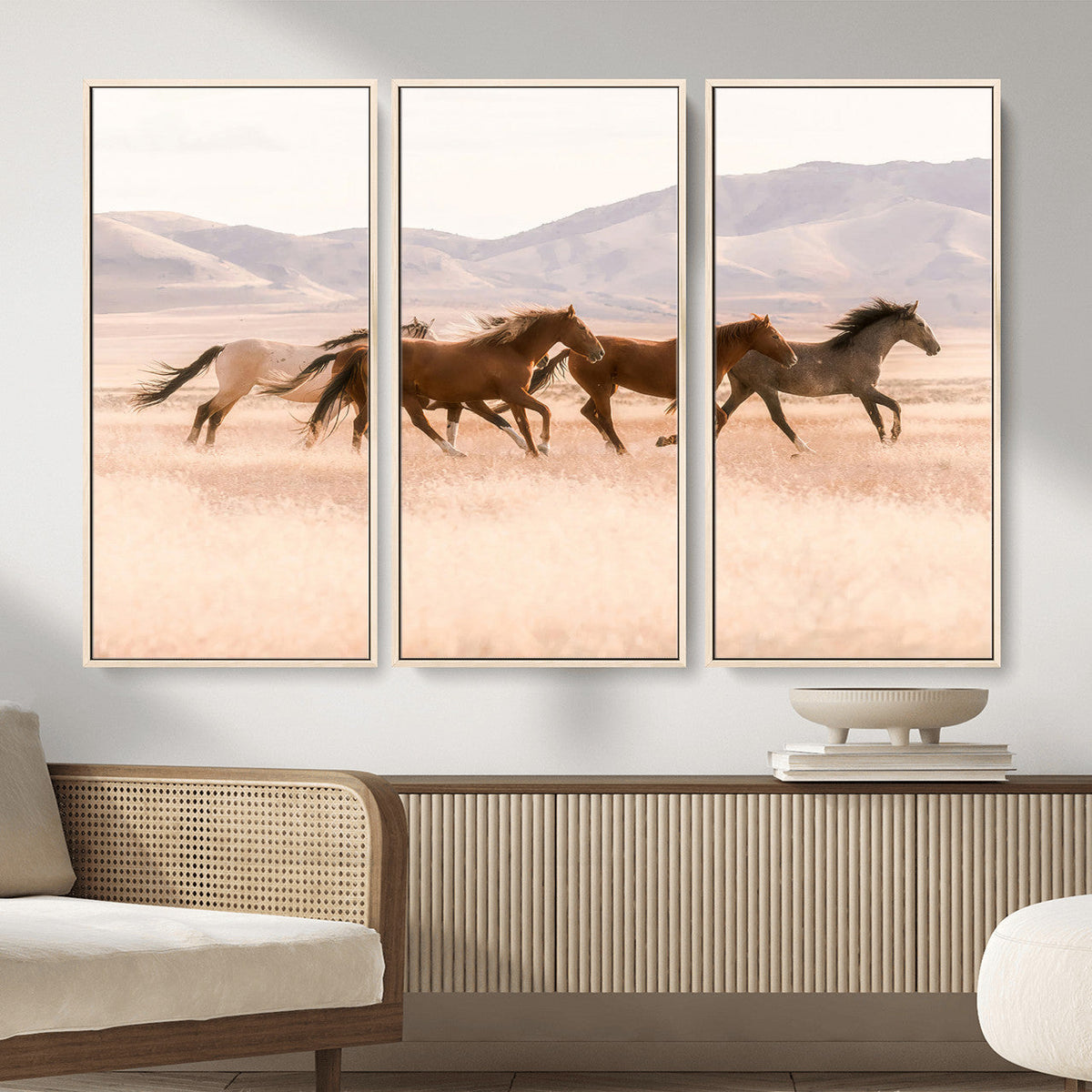 Wild Horse Wall Art Canvas Print – Framed Rustic Western Art