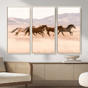 Wild Horse Wall Art Canvas Print – Framed Rustic Western Art