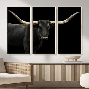 Longhorn Cattle Wall Art Canvas Print – Framed Texas Ranch