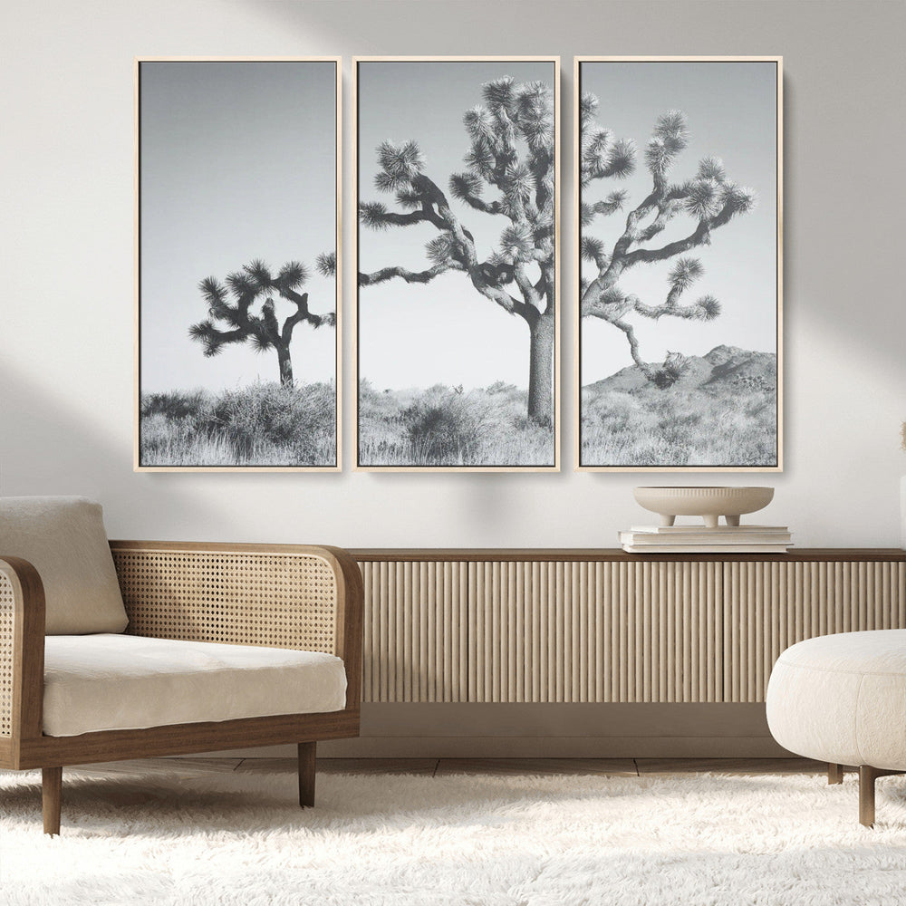 Joshua Tree Wall Art Canvas Print – Framed Black White
