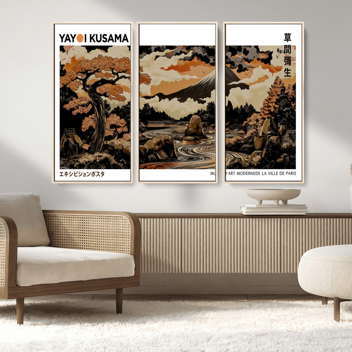 Modern Japanese Wall Art Canvas Print – Framed Abstract