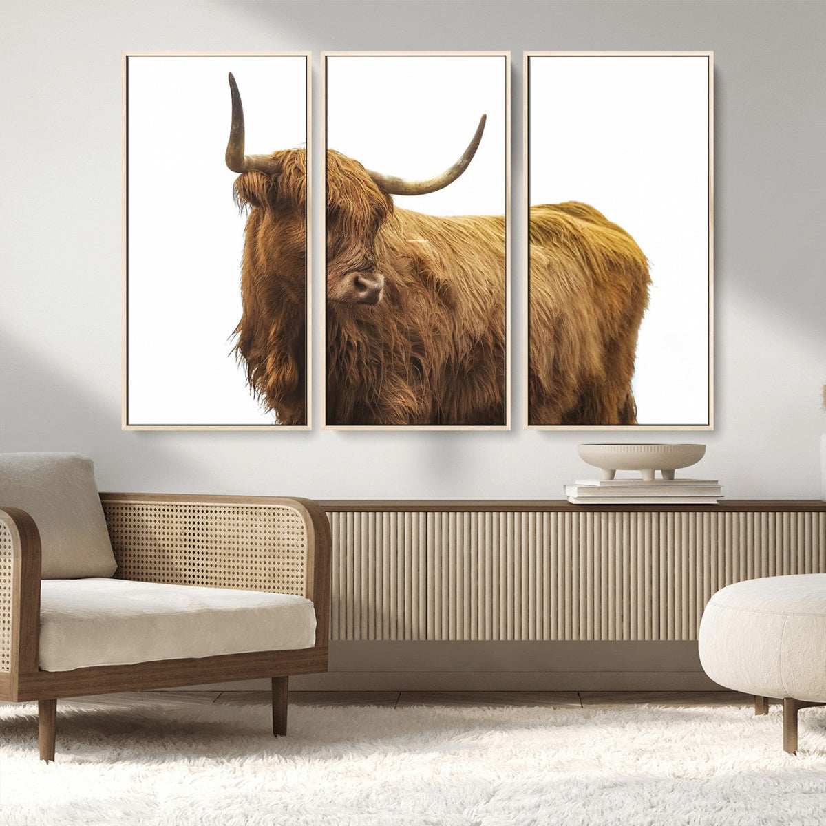 Highland Cow Wall Art Canvas Print – Framed Farmhouse Rustic