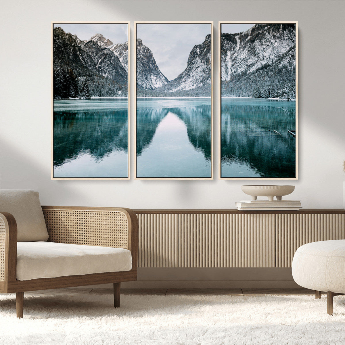 Mountain Lake Wall Art Canvas Print – Framed Toblacher See