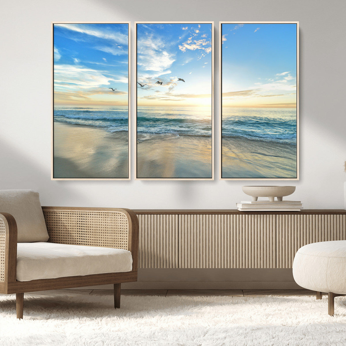 Minimalist Seaside Wall Art Canvas Print – Morning Glow