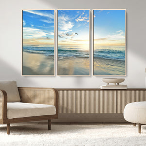Minimalist Seaside Wall Art Canvas Print – Morning Glow