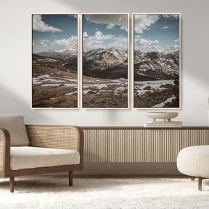 Mountain Landscape Wall Art Canvas Print – Framed Snowy