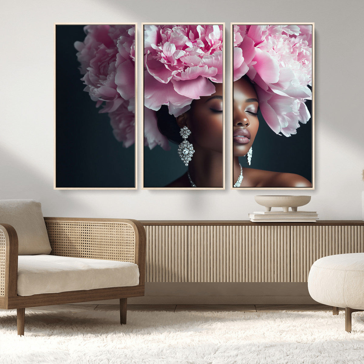Black Beauty Petal Crown Wall Art Canvas Print – Floral