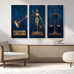 Lady Justice Wall Art Canvas Print – Elegant Gold Legal