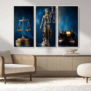 Lady Justice Wall Art Canvas Print – Elegant Gold Legal