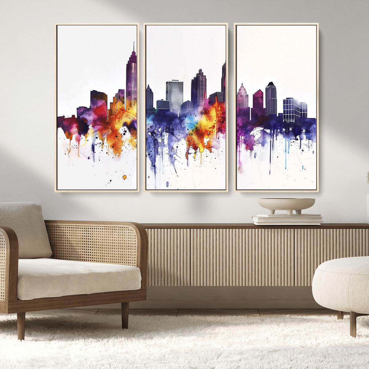 Atlanta Skyline Wall Art Canvas Print – Framed Colorful