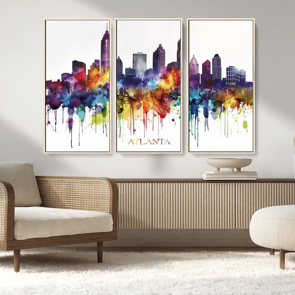 Atlanta Skyline Wall Art Canvas Print – Framed Colorful