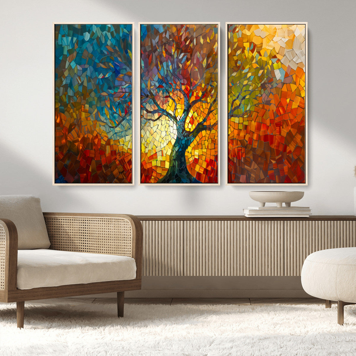 Yggdrasil Tree of Life Mosaic Stained Glass Wall Art, Tree