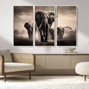 Elephant Family Wall Art Canvas Print, Framed Elephant Wall